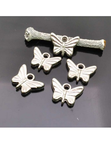 Farfalla ciondolo charms Farfalle colore argento 13x19 mm 5 Pz per bigiotteria