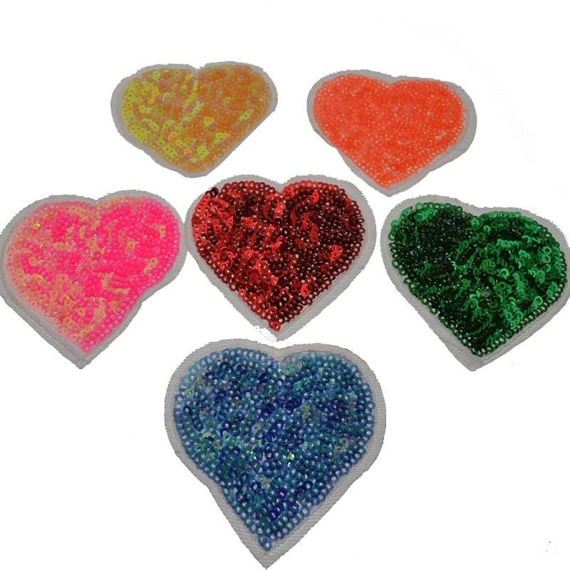 Toppe Toppa cuore con paillettes termoadesive 6cm Patch termoadesiva Applique cuore
