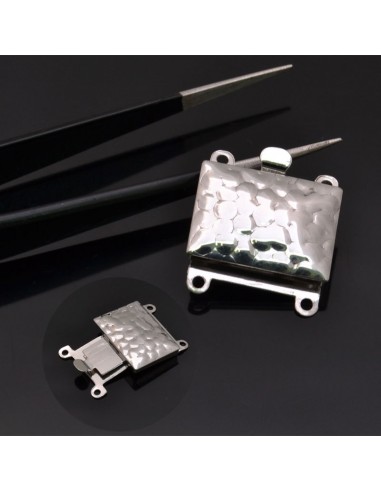Chiusura per 2 fili 18x19 mm in argento 925%