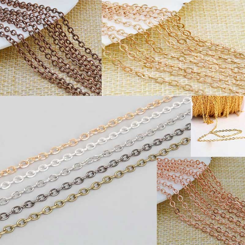 Catena in ottone anelli piatta saldati catena ovalina 2.7x3.3mm 1mt per bigiotteria