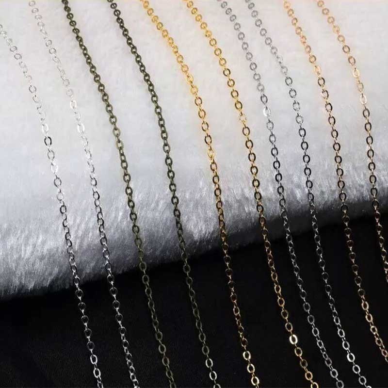 Catena in ottone anelli piatta saldati catena ovalina 1.7x2.3mm 1mt per bigiotteria