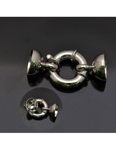 Chiusura moschettone con coppette in argento 925% da 17 mm coppette 12 mm