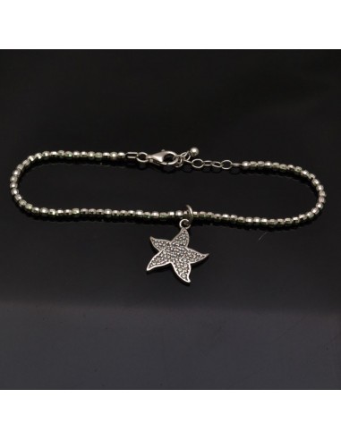 Bracciale con chiusura pallina 3 mm da 17 a 20 cm e Ciondolo Stella marina 15x18 mm in argento 925%