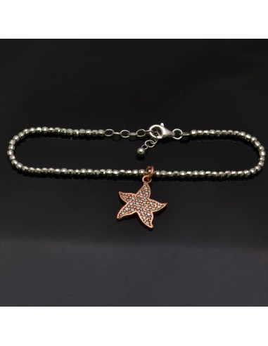 Bracciale con chiusura pallina 3 mm da 17 a 20 cm e Ciondolo Stella marina 15x18 mm in argento 925%