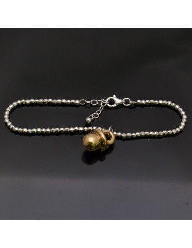Bracciale con chiusura pallina 3 mm da 17 a 20 cm e Ciondolo Ciuccio 16x10 mm in argento 925%