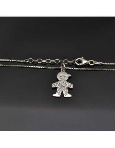 Collana con Ciondolo Bambino 19x12 mm con chiusura moschettone lunga 40 cm in argento 925%