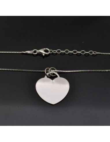 Collana con Ciondolo Cuore 22x20 mm con chiusura moschettone lunga 40 cm in argento 925%