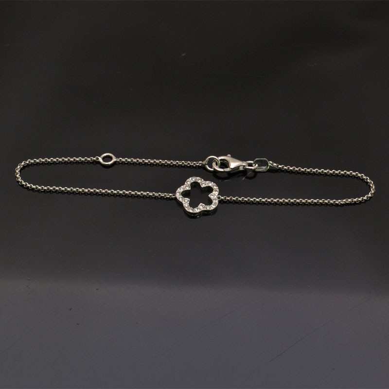 Bracciale con inframezzo fiore in argento 925% da 19 cm