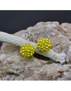 Orecchini perno a palla con strass giallo in argento 925% da 8 mm