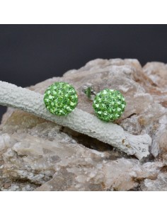 Orecchini perno a palla con strass verde chiaro in argento 925% da 8 mm