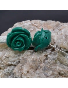 Orecchini a lobo con Fiore in resina color verde in argento 925% da 18 mm