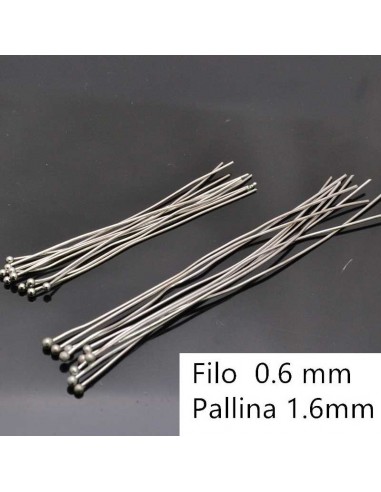 Chiodini Spilli testa Pallina col oro rosa chiaro 30mm 50mm 70mm in ottone per Bigiotteria