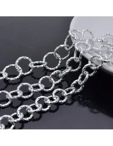 CATENA alluminio DIAMANTATA Brillantata col argento alluminio filo 2mm  per borse bigiotteria