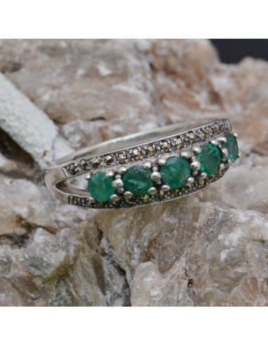 Anello incastonato con Ametista e Marcassite in argento 925%o Sterling Silver Anello thailandese