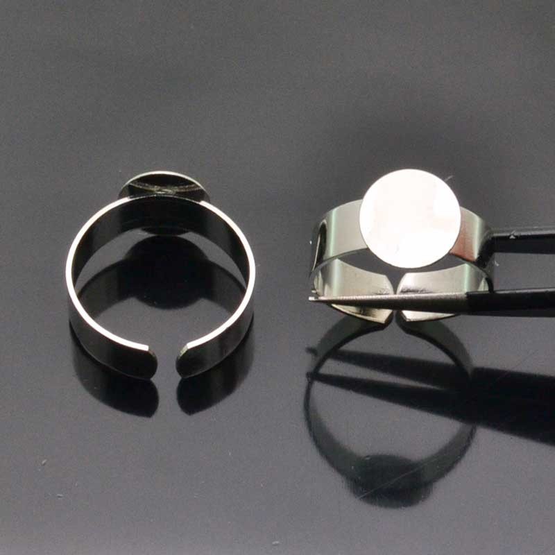 Basi anello piastra 10 mm argento rodio regolabile 1 pezzo GDO
