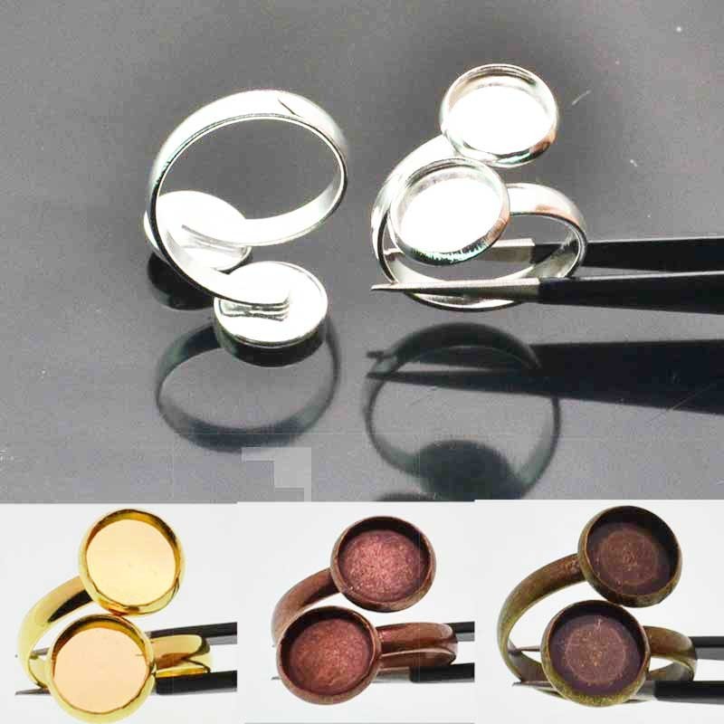 Basi per anello in ottone Con Castoni 10mm  Basi per Cammeo Cabochon 1 pz