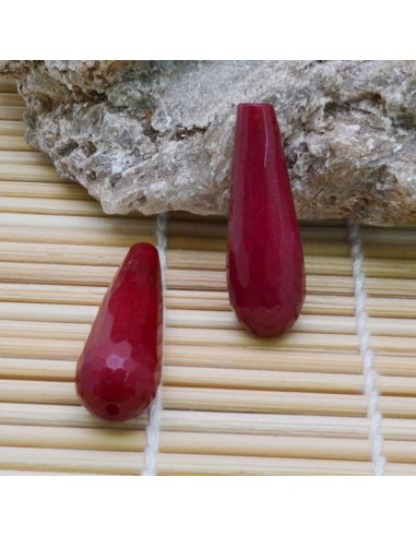 pietre Gocce giada rosso sfaccettata 10x30 mm foro passante per orecchini per tue creazioni