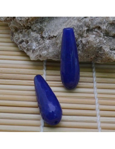 Gocce Sfaccettate di Giada Blu - 10x30mm con Foro per Orecchini Fai Da Te |GDO