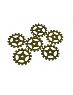 Ciondoli ingranaggi in metallo bronzo 19 mm 6pz Gioie d'Oriente