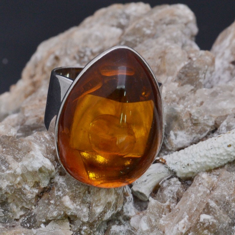 Anello Ambra in argento 925%misura 57