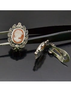Orecchini CLIP con Cammeo in argento 925% 22x15 mm