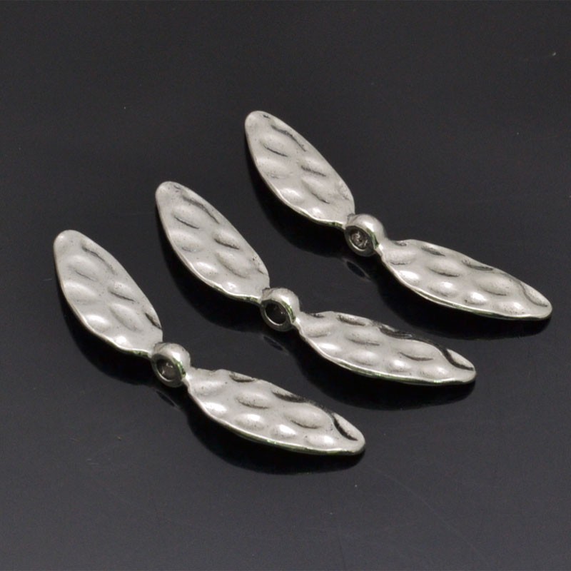 Connettori ali in metallo argento 41 x 9 mm 3pz Gioie d'Oriente
