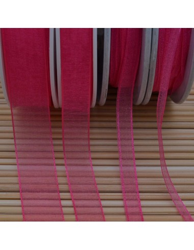 Nastro Organza Bobina Nastro Bomboniere da 0,3 mm 0,6 mm 10 mm 15 mm per 2 metri Fucsia 210