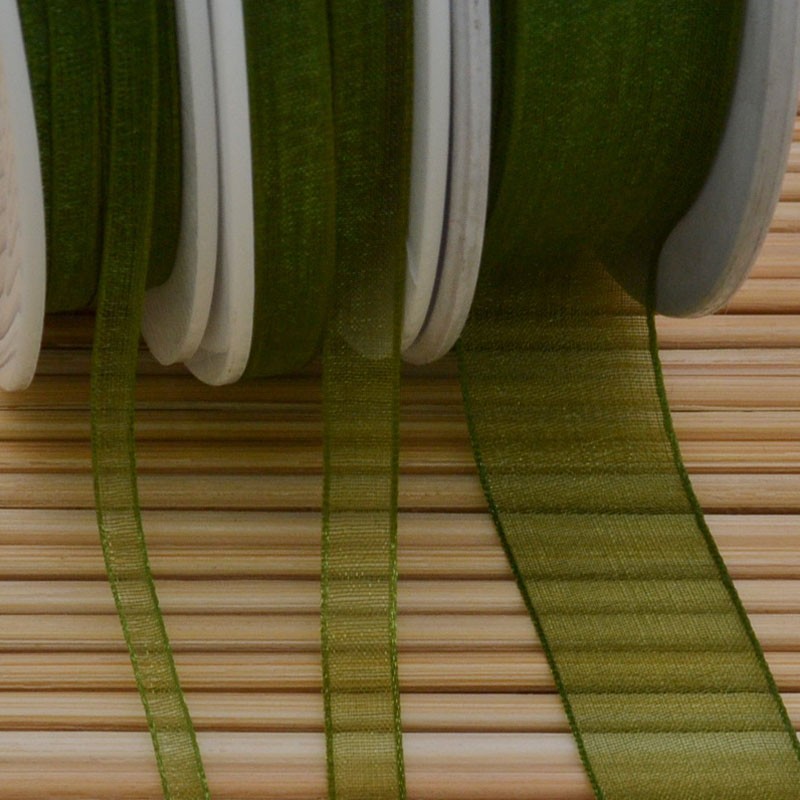 Nastro Organza Bobina Nastro Bomboniere da 0,3 mm 0,6 mm 10 mm 15 mm per 2 metri Verde olive 299