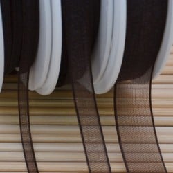 Nastro Organza Bobina Nastro Bomboniere da 0,3 mm 0,6 mm 10 mm 15 mm per 2 metri Marrone 417 