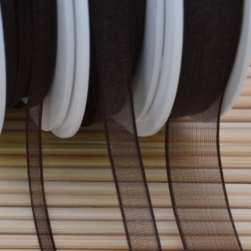 Nastro Organza Bobina Nastro Bomboniere da 0,3 mm 0,6 mm 10 mm 15 mm per 2 metri Marrone 417 
