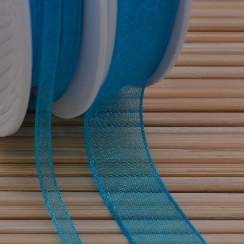 Nastro Organza Bobina Nastro Bomboniere da 0,3 mm 0,6 mm 10 mm 15 mm per 2 metri Azzurro 384