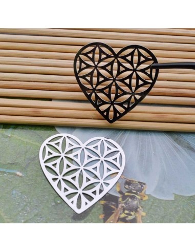 Filigrana in acciaio  cuore connettori  33x38mm 1pz per bigiotteria