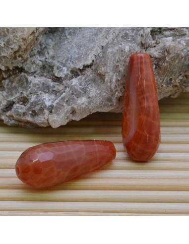 Goccia 10 x 25 mm agata di fuoco Sfaccettata  per tue creazioni