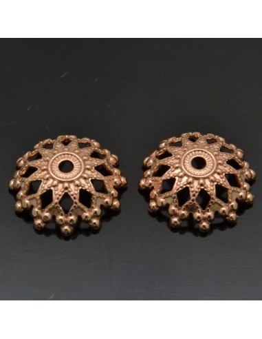 Copri perle in Argento 925% rodiato oro rosa a forma di fiore 8mm 20pz | GDO