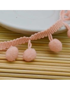 passamaneria Nastro  frangia con pon pon 11MM 12MM  50 CM Ottima Qualità
