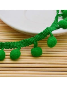 passamaneria Nastro  frangia con pon pon 11MM 12MM  50 CM Ottima Qualità