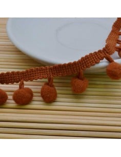 passamaneria Nastro  frangia con pon pon 11MM 12MM  50 CM Ottima Qualità