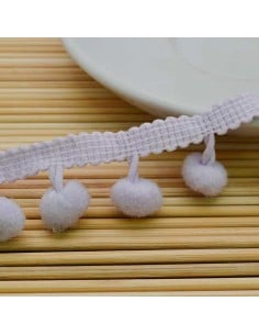 passamaneria Nastro  frangia con pon pon 11MM 12MM  50 CM Ottima Qualità