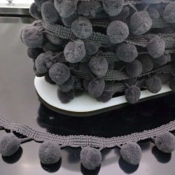 passamaneria Nastro  frangia con pon pon celeste 17MM 1mt Ottima Qualità