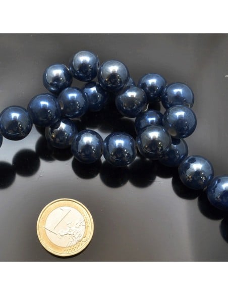 Filo di perle rotonde in ceramica smaltata 14-15 mm 25pz Gioie d'Oriente