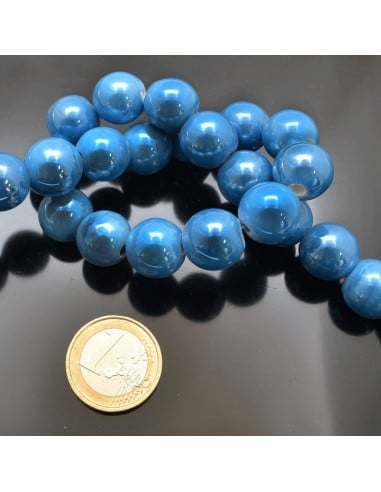 Filo di perle rotonde in ceramica smaltata 14-15 mm 25pz Gioie d'Oriente
