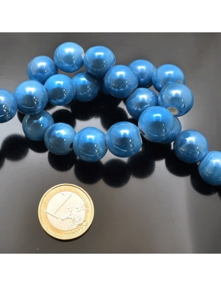 Filo di perle rotonde in ceramica smaltata 14-15 mm 25pz Gioie d'Oriente