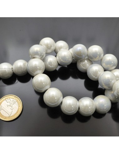 Filo di perle rotonde in ceramica smaltata 14-15 mm 25pz Gioie d'Oriente