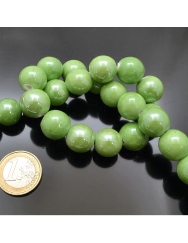 Filo di perle rotonde in ceramica smaltata 14-15 mm 25pz Gioie d'Oriente