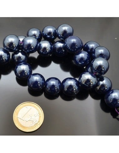 Filo di perle rotonde in ceramica smaltata 14-15 mm 25pz Gioie d'Oriente