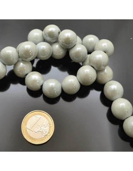 Filo di perle rotonde in ceramica smaltata 14-15 mm 25pz Gioie d'Oriente