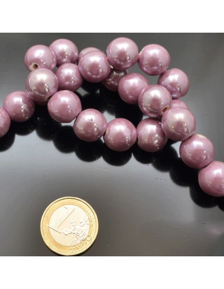 Filo di perle rotonde in ceramica smaltata 14-15 mm 25pz Gioie d'Oriente