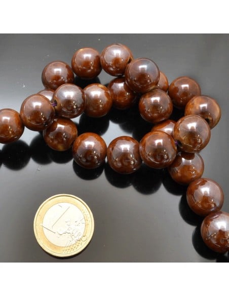 Filo di perle rotonde in ceramica smaltata 14-15 mm 25pz Gioie d'Oriente
