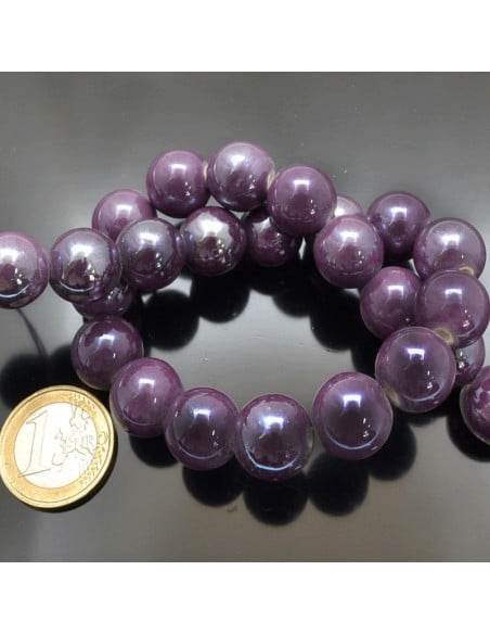 Filo di perle rotonde in ceramica smaltata 14-15 mm 25pz Gioie d'Oriente