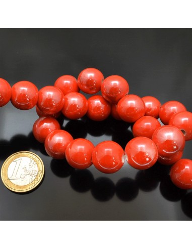 Filo di perle rotonde in ceramica smaltata 14-15 mm 25pz Gioie d'Oriente